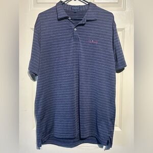 Peter Millar Crown Crafted Mens L Isleworth Country Club Purple Pink Stripe Polo